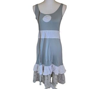 ian mosh boho lagenlook grunge patchwork dress layering womens size S